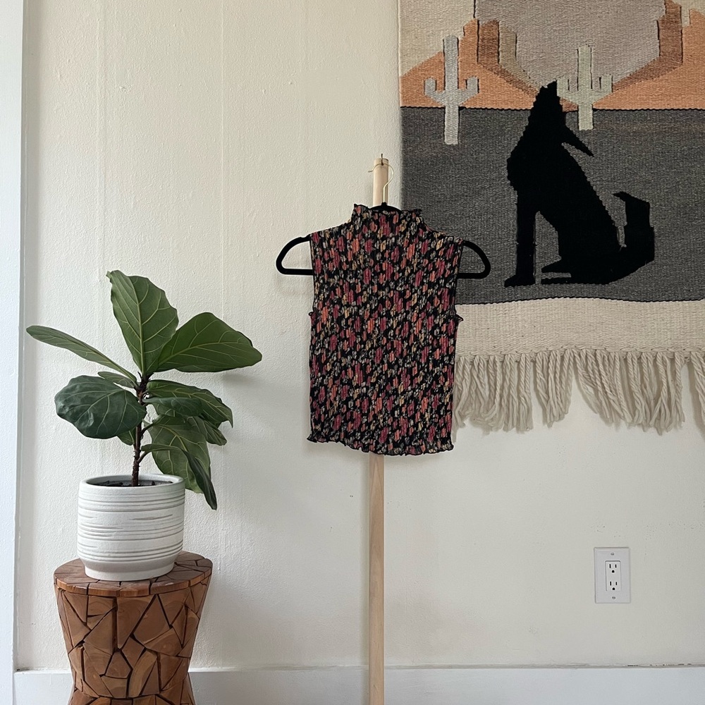 Vintage Black and Pink Floral Tank Top